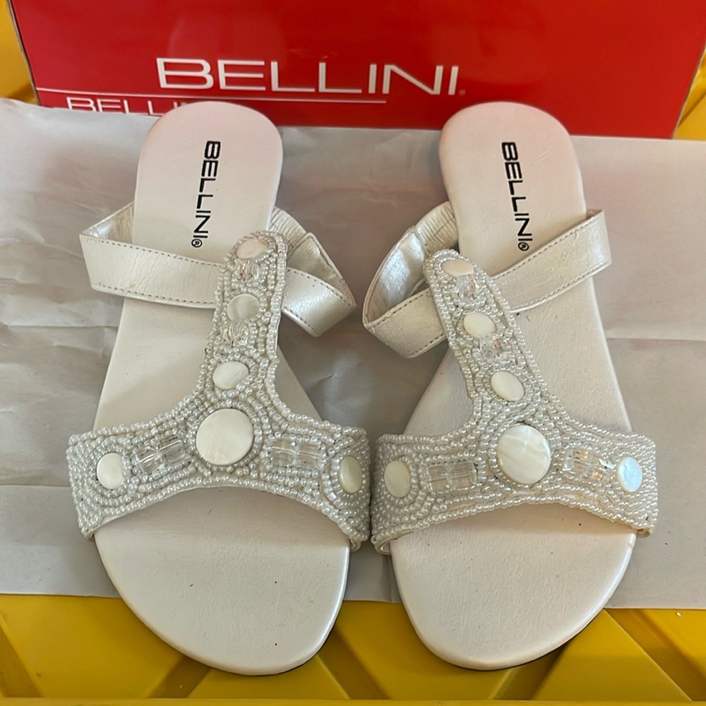 White beaded Bellini sandals